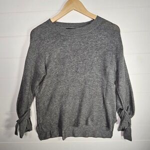 Halogen Sweater Women's Gray XS Petite Acrylic Wool Tie Sleeve